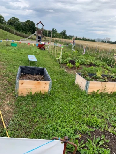 Raised beds on the kindergarten grounds