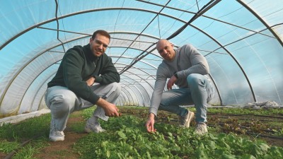 The Möller brothers in their greenhouse