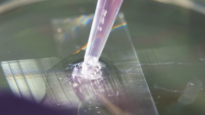A pipette on a glass