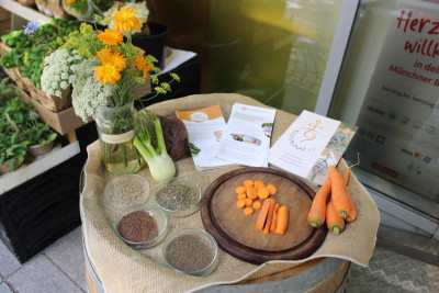 Close-up of the information stand