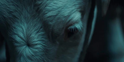A closeup shot of a cow