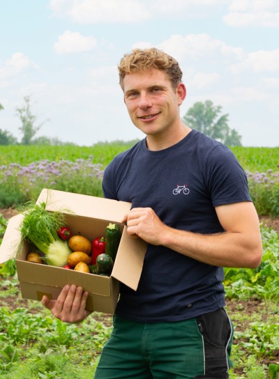 Human with vegetables